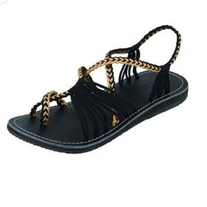 Capanna Banyan - Golden Black Rope Braided Sandals